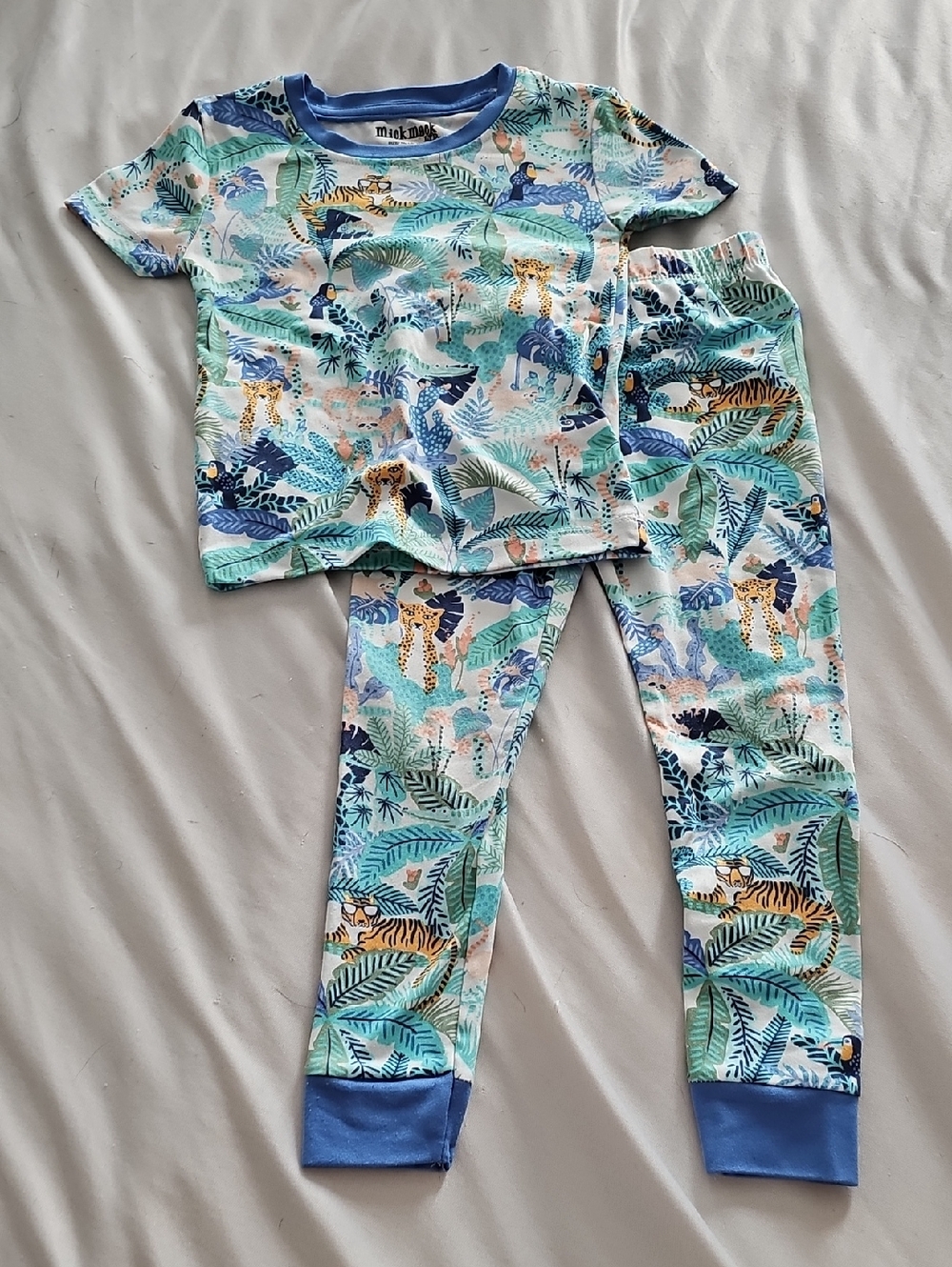 Kids Jungle Animal Pajama Set - Blue & Green